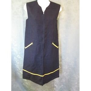 VTG 90's Benard Holtzman Dress Size 4 Navy Blue Linen Blend